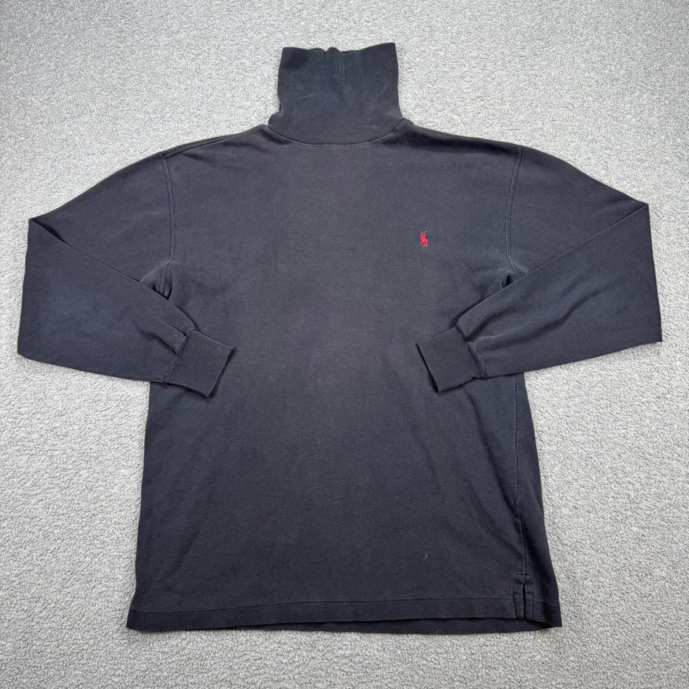 Polo Ralph Lauren Turtleneck  Shirt Men's M Black Long Sleeve Cotton Pony Logo
